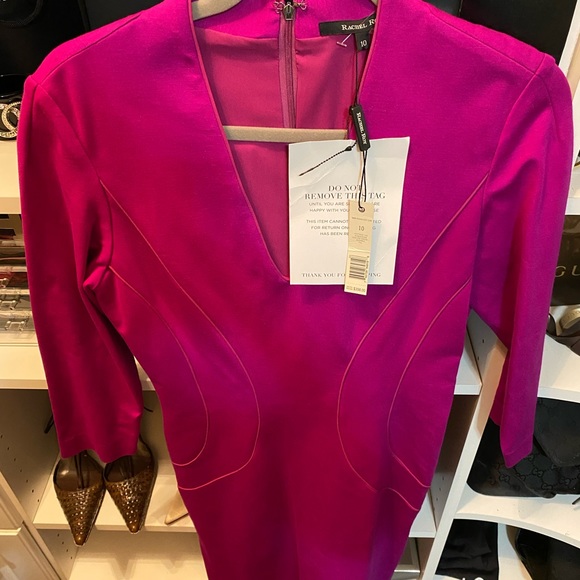 RACHEY ROY Dress Fuschia/Pink Deep V-Neck Midi Size10 - Picture 2 of 15